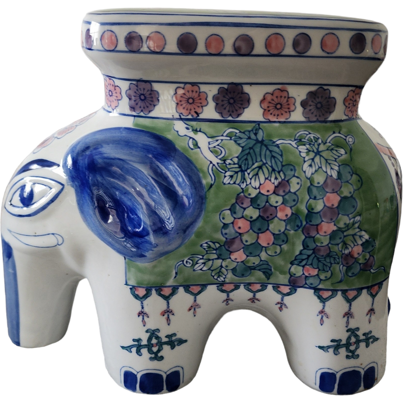 Sweet Petite Elephant Garden Stool or Plant Stand Seat Figurine China