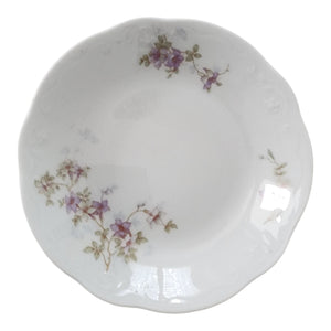 Syracuse China Purple Floral Sprigs & Embossed Rim Fruit Dessert Sauce Bowl