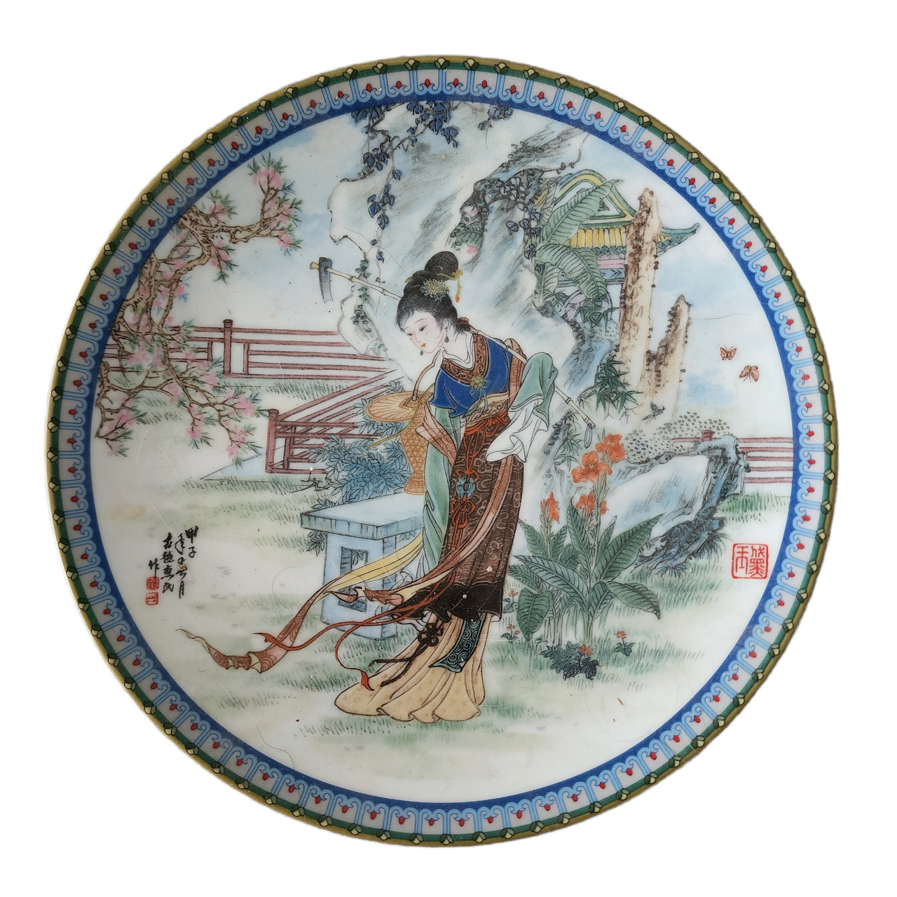 Imperial Jingdezhen Beauties of The Red Mansion Asian Woman Scenes By Z. Huimin Set of 7 Plates