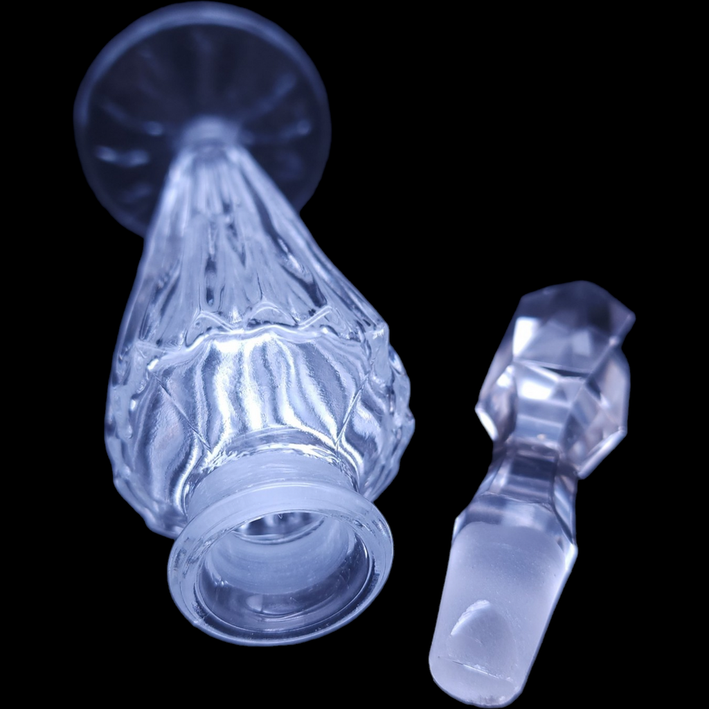 7" Crystal Perfume Bottle with Stopper Faceted Ribbed Ridges