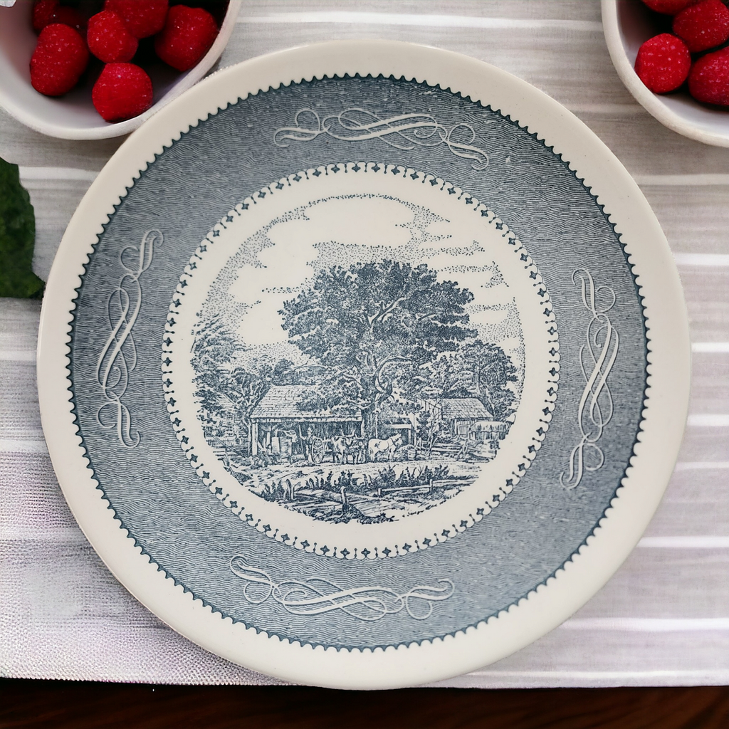 Royal USA Currier and Ives Blue 12" Chop Plate Round Platter