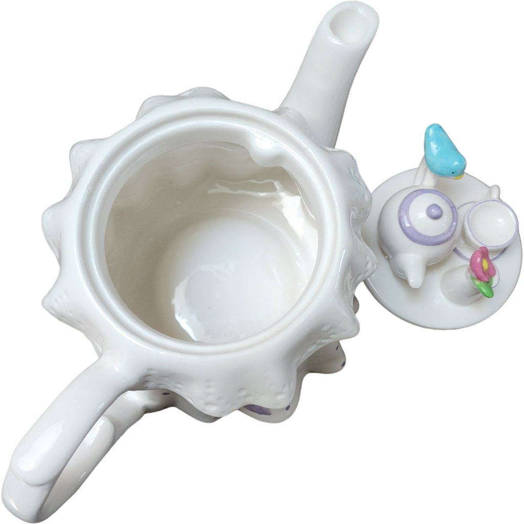 Teleflora Lavender Polka Dots & Bows Princess Tea Party Teapot