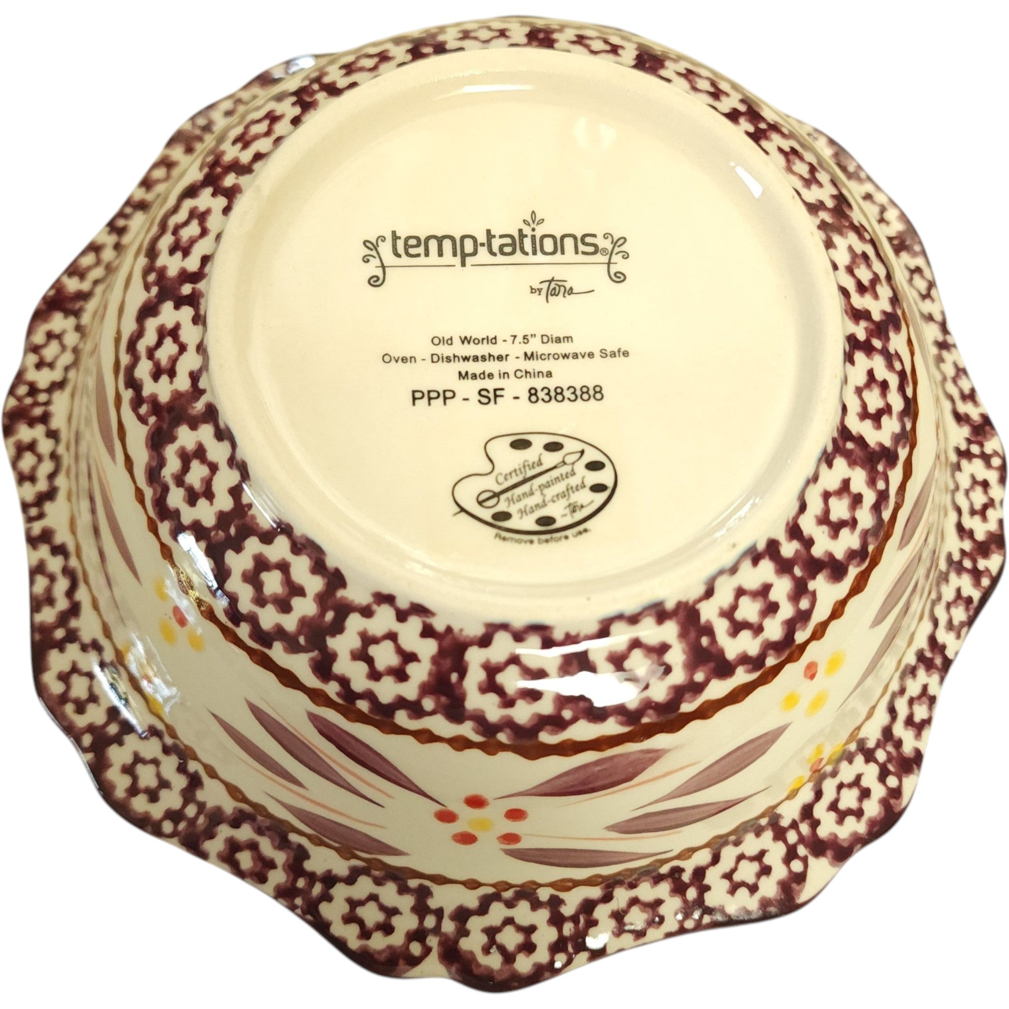 Temp-tations Old World Eggplant 7.5 Scalloped Soup Cereal Bowl