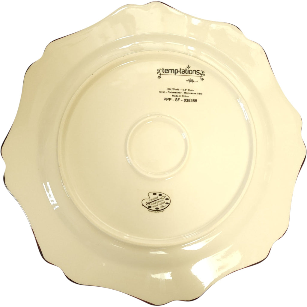 Temp-tations Old World Eggplant  Hand-Painted 10" Ceramic Dinner Plate