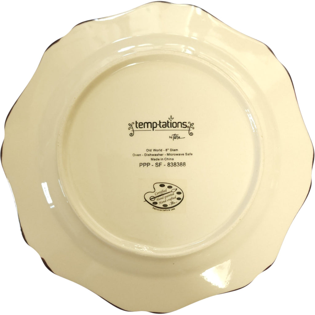 Temp-tations Old World Eggplant  Hand-Painted 8" Scalloped Salad Plate