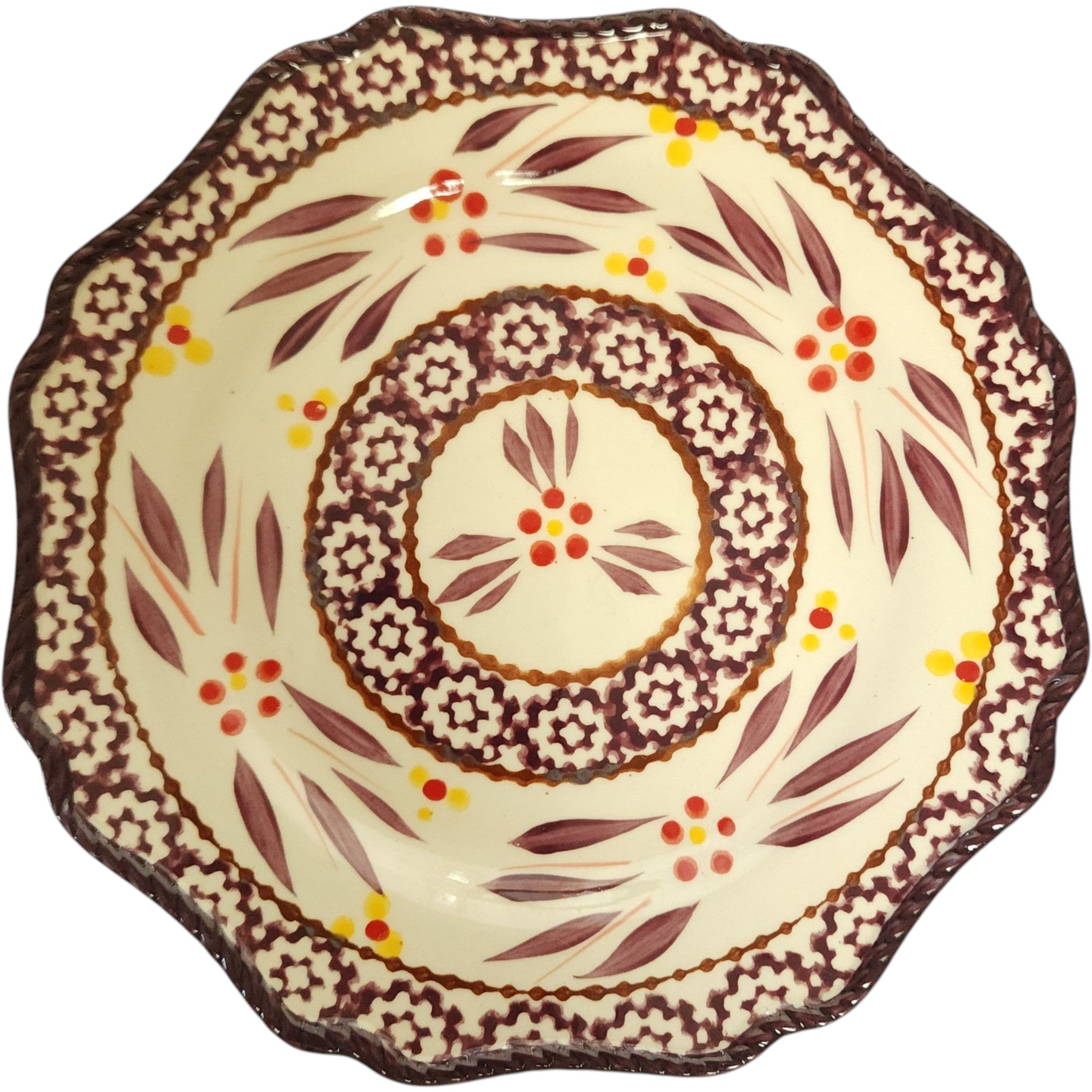 Temp-tations Old World Eggplant  Hand-Painted 8" Scalloped Salad Plate