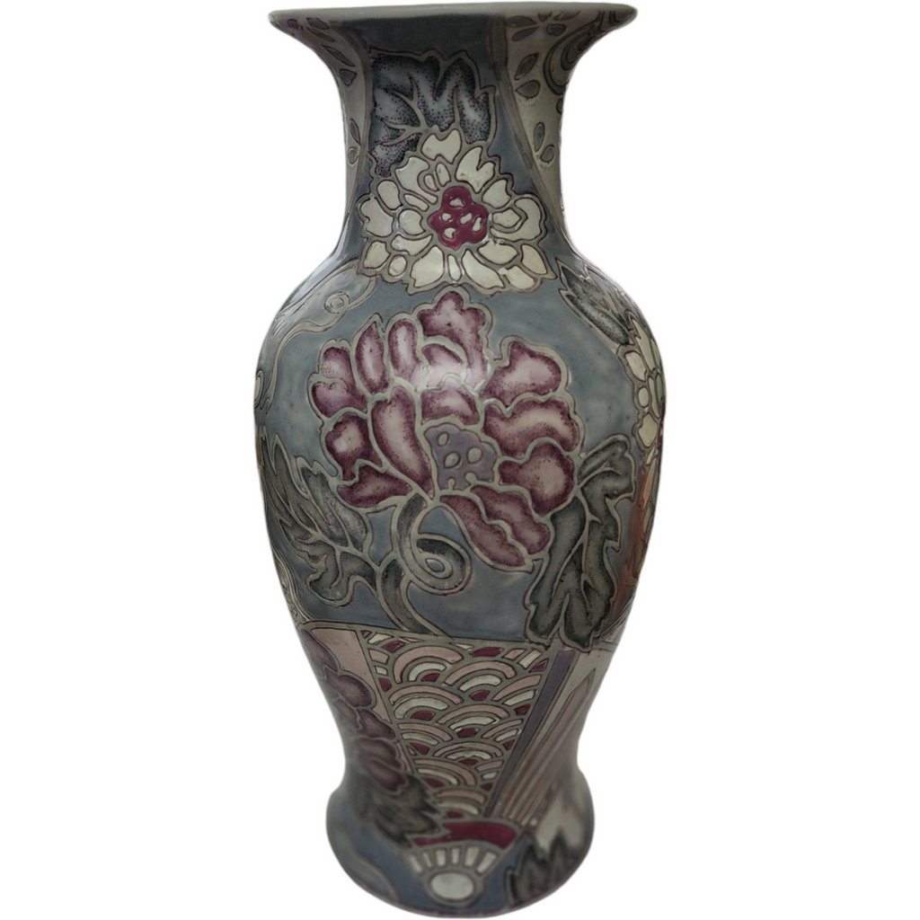 Terri Roese for Toyo Porcelain Hand-Painted Vase Decorated in Macauee