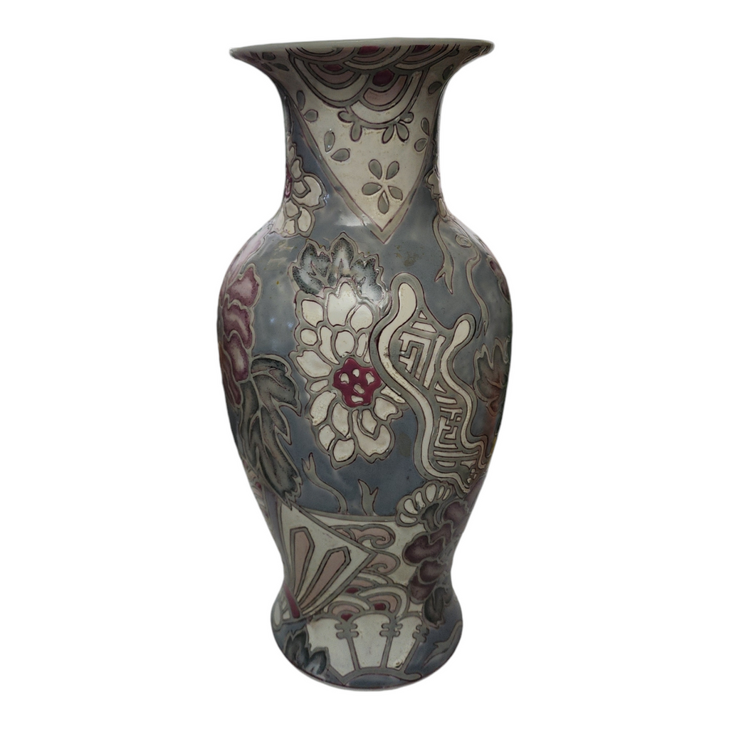 Terri Roese for Toyo Porcelain Hand-Painted Vase Decorated in Macauee