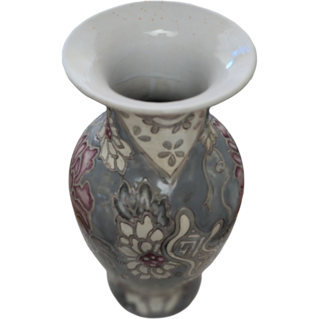 Terri Roese for Toyo Porcelain Hand-Painted Vase Decorated in Macauee