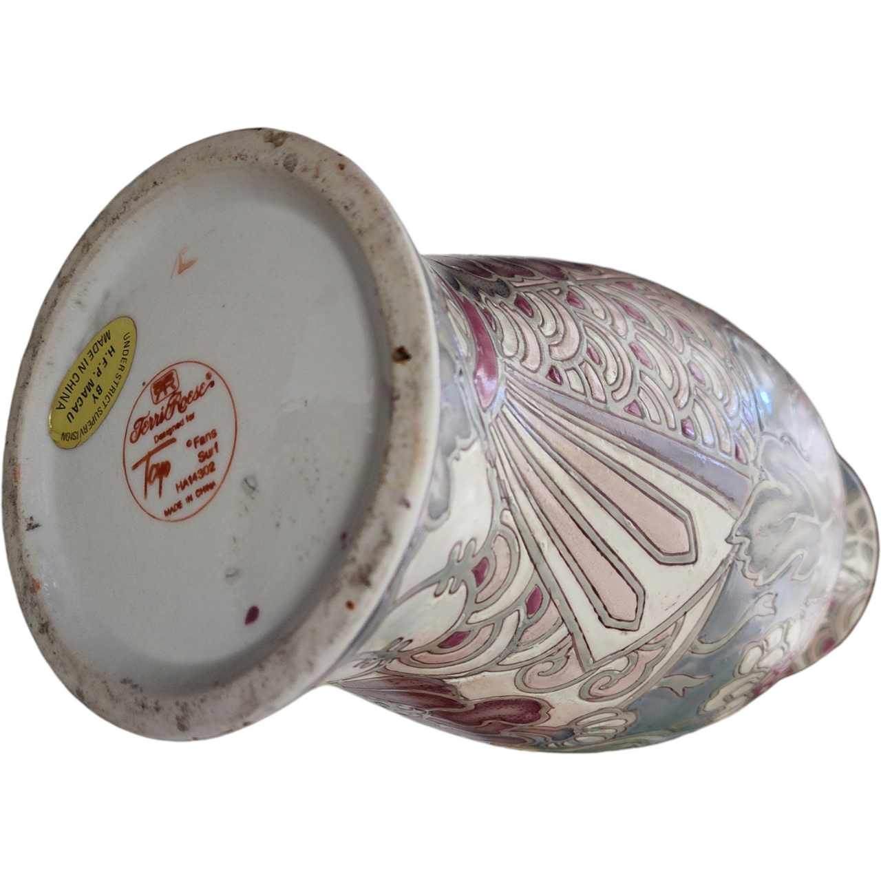 Terri Roese for Toyo Porcelain Hand-Painted Vase Decorated in Macauee