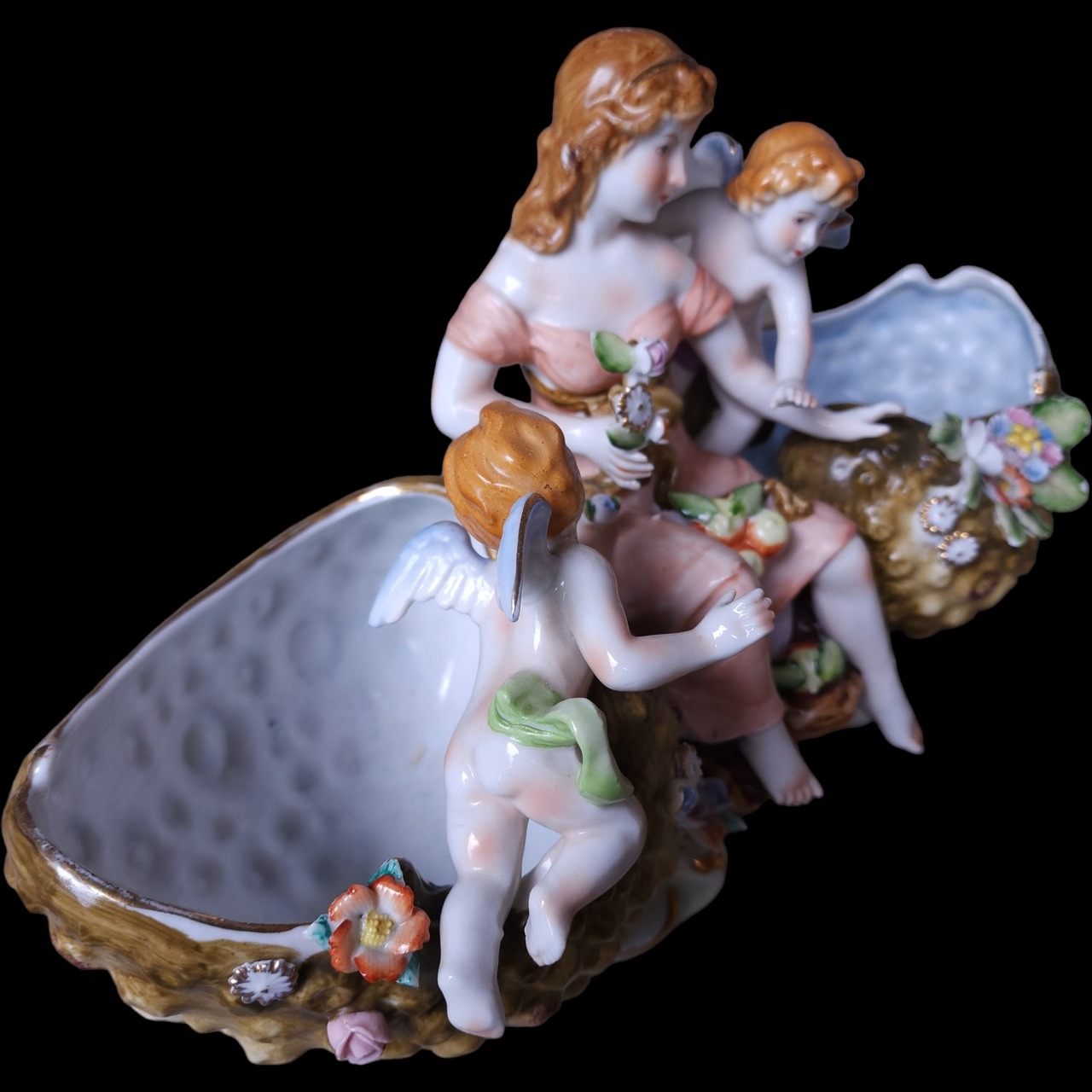 Thames Goddess of Beauty, Cherubs Hand Painted Porcelain Two Sided PLanter
