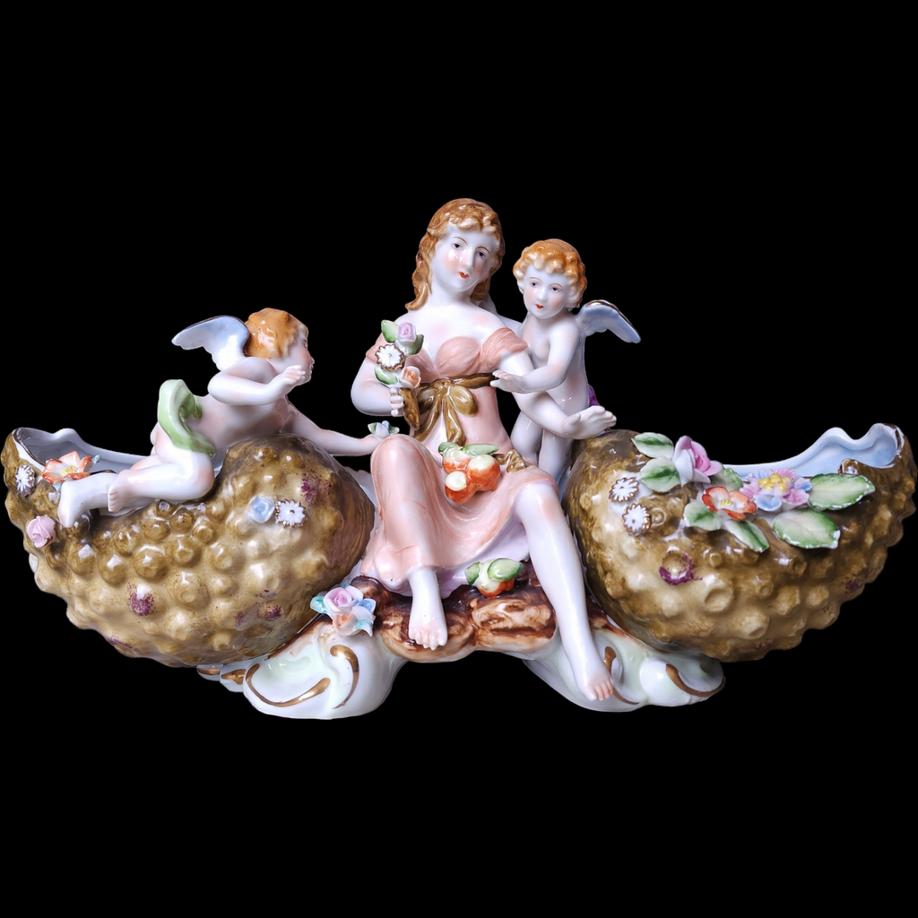 Thames Goddess of Beauty, Cherubs Hand Painted Porcelain Two Sided PLanter