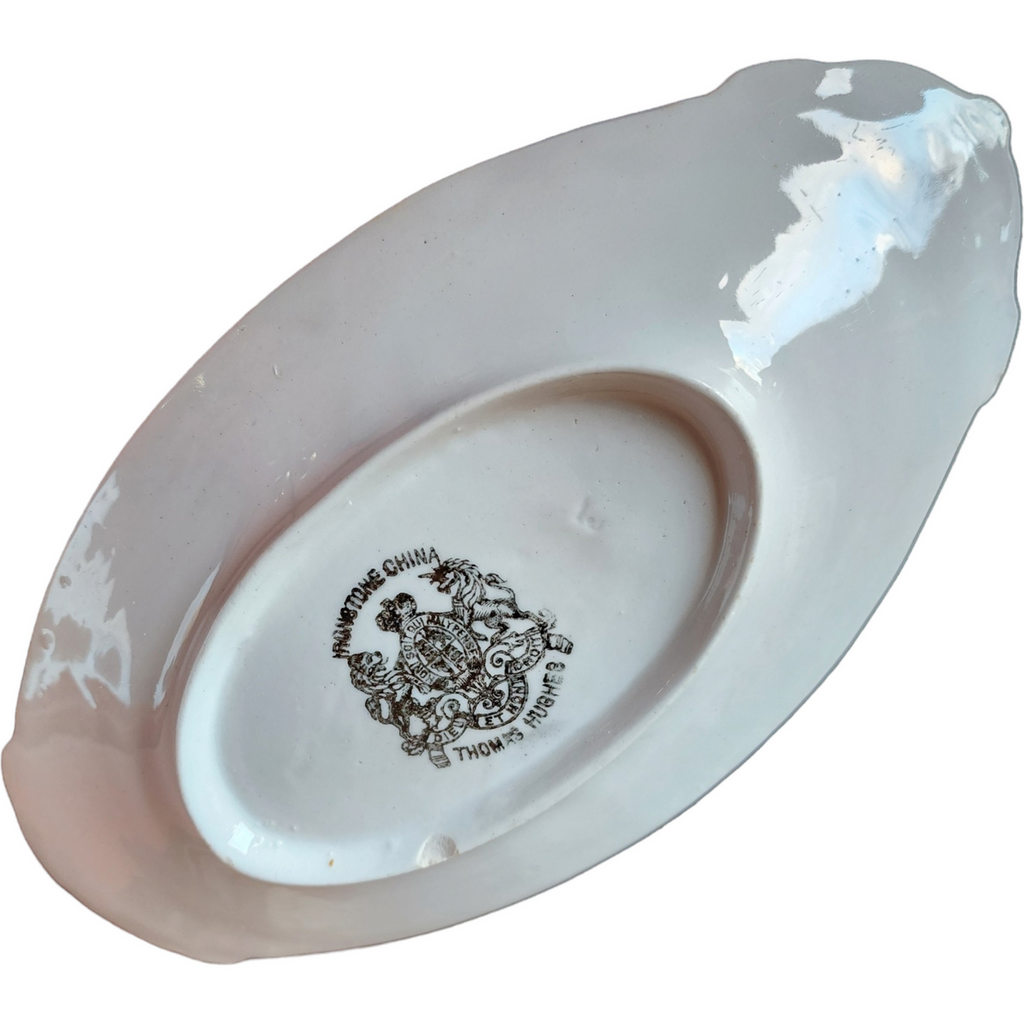 Thomas Hughes & Sons England White Ironstone Embossed Scrolls Relish Gravy Underplate