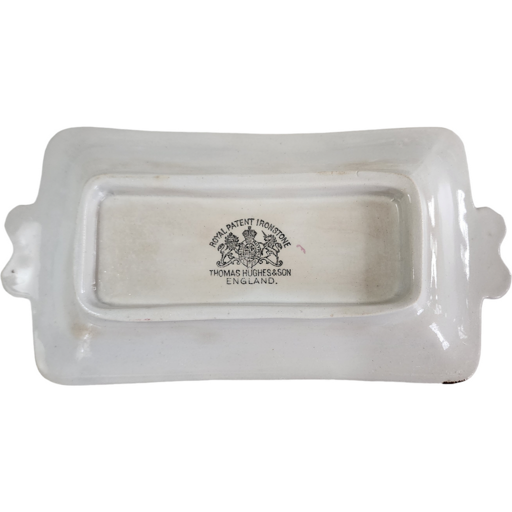 Thomas Hughes & Sons Tea Leaf Center Copper Lustre Ironstone Farmhouse Butter Tray