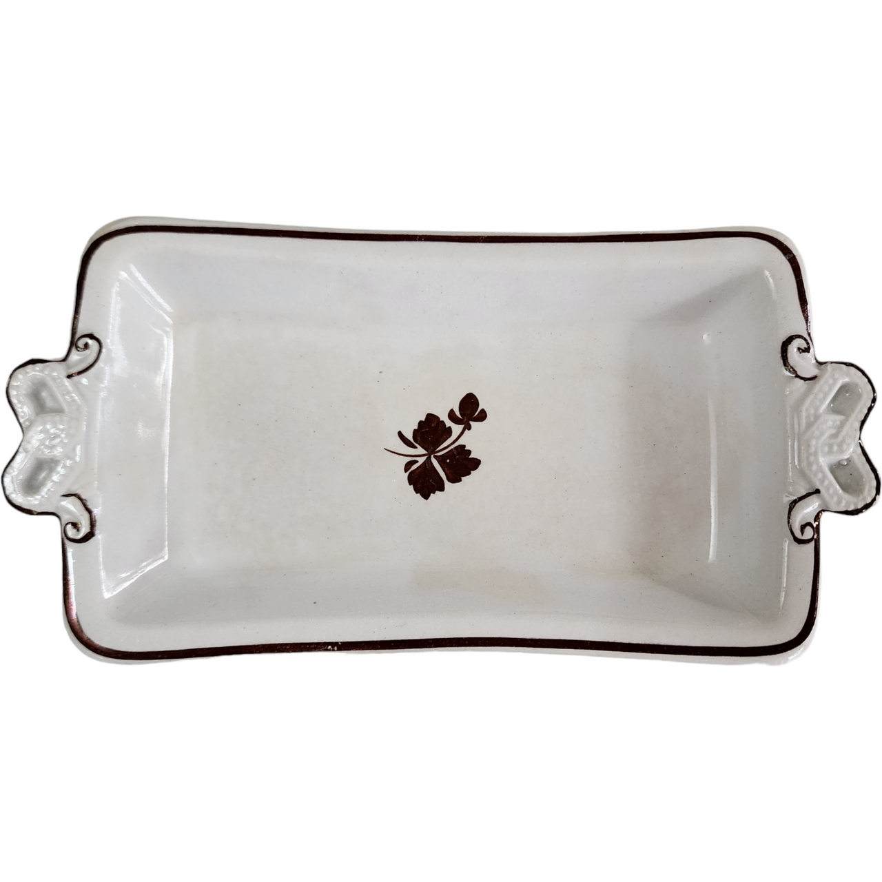 Thomas Hughes & Sons Tea Leaf Center Copper Lustre Ironstone Farmhouse Butter Tray