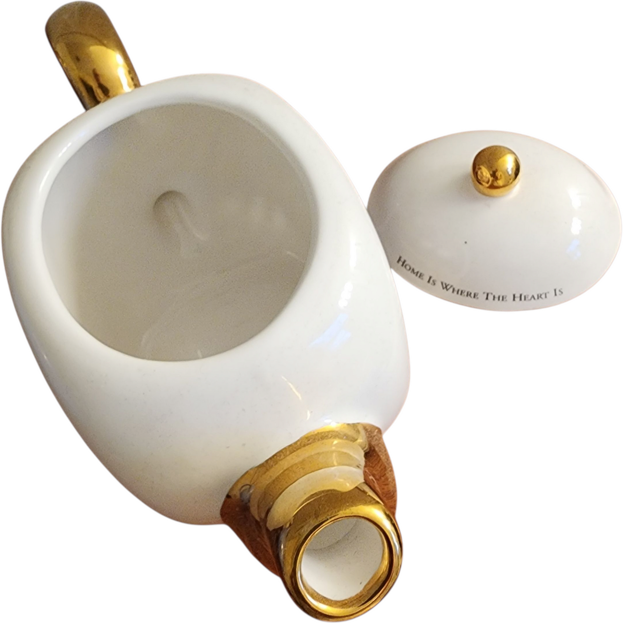 Thomas Kinkade “Home Is Where The Heart Is II” Teapot Teleflora Gift, Gold Trim, Vintage Collectible