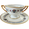 Thomas The Brunswick Blue Band Flower Basket Smooth Footed Bouillon Cup & Saucer