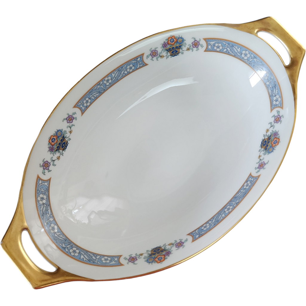 Thomas The Brunswick Blue Band Flower Basket Smooth Oval Vegetable Bowl