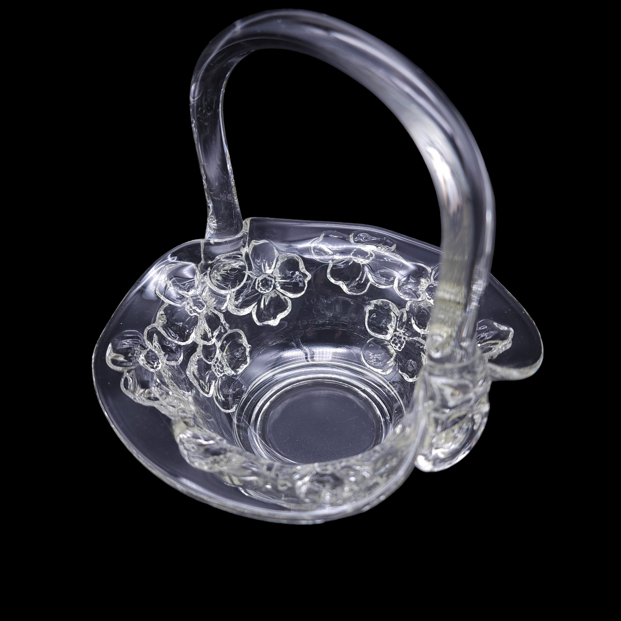 Tiara Clear Dogwood Blossom No Trim Handled Basket
