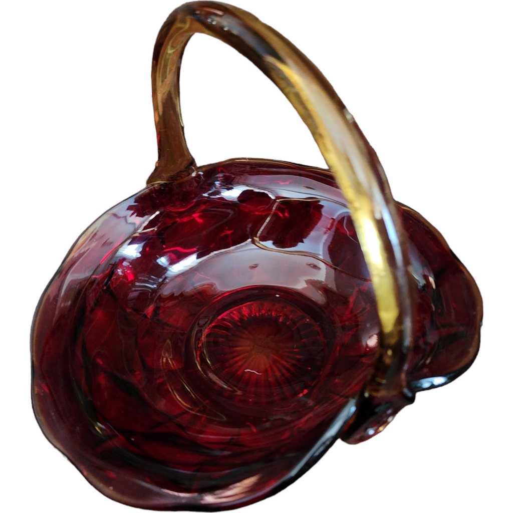 Indiana Tiara Glass Constellation Sunset Red Basket Vase