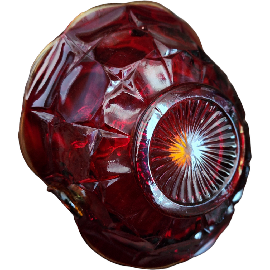 Indiana Tiara Glass Constellation Sunset Red Basket Vase
