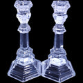 Tiffany & Co. Plymouth 8" Clear Glass Candlestick Taper Candleholders - Pair