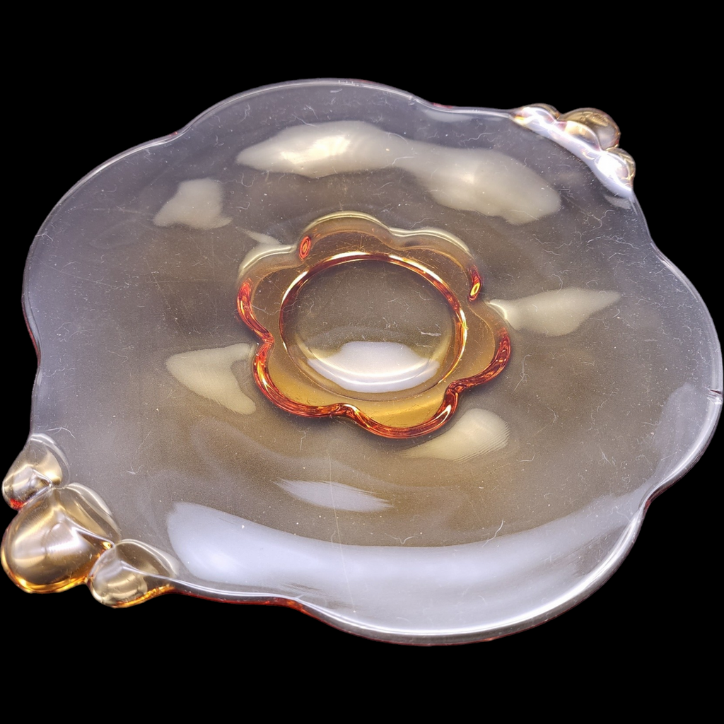 Tiffin-Franciscan Desert Red Amber Heavy Crystal Sandwich Plate