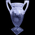 Tiffin Trophy Two-Handled Etched Glass Floral Urn Vase