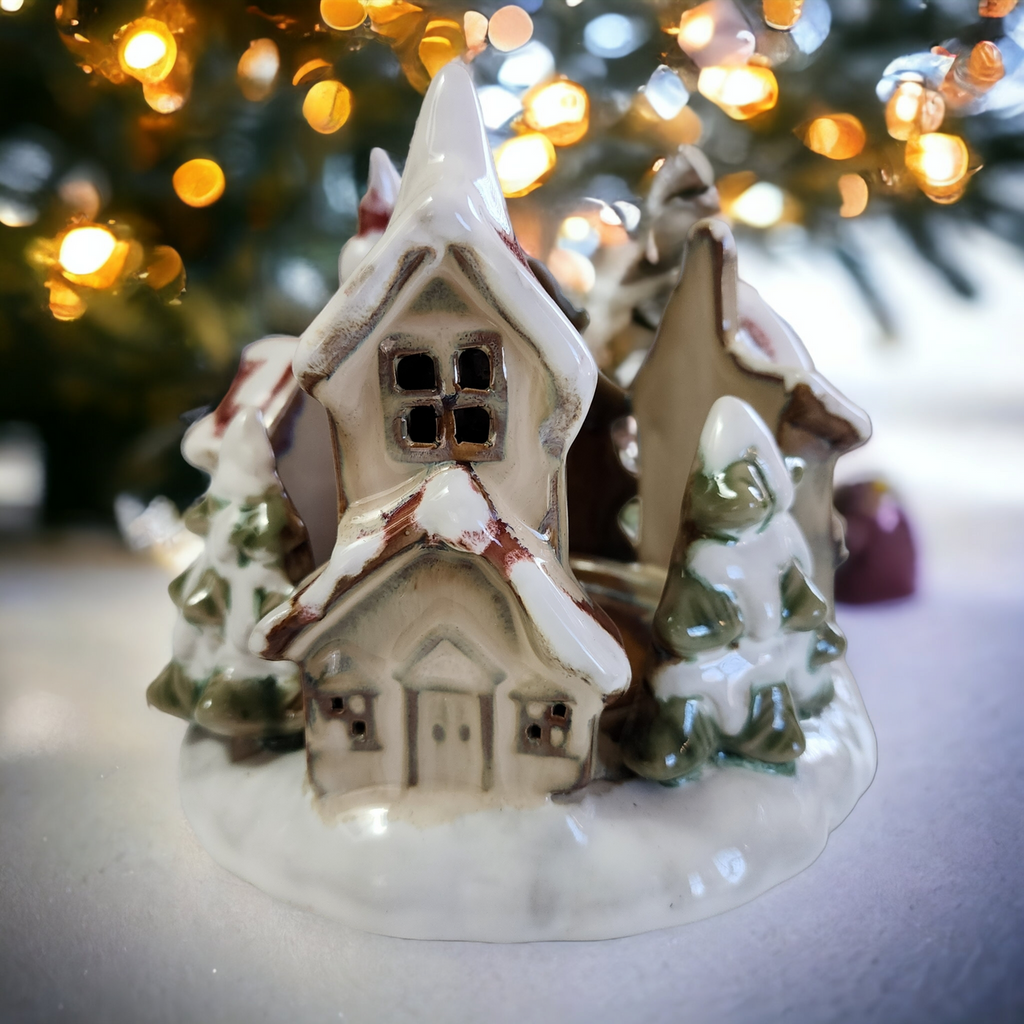 Tii Collections Ceramic Chapel Holiday Christmas Home Décor  Candle Holder