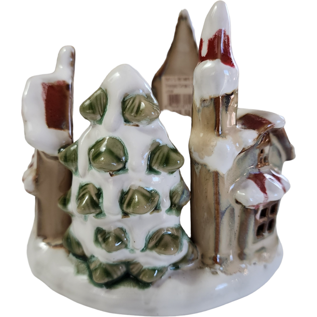 Tii Collections Ceramic Chapel Holiday Christmas Home Décor  Candle Holder