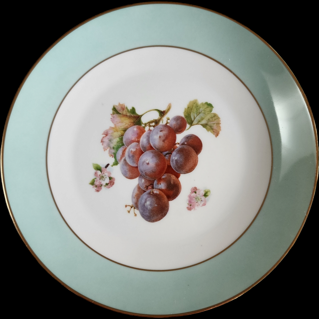 Tirschenreuth Fruit Center Dinner Plates Set of Six with Gold Trim Bavaria