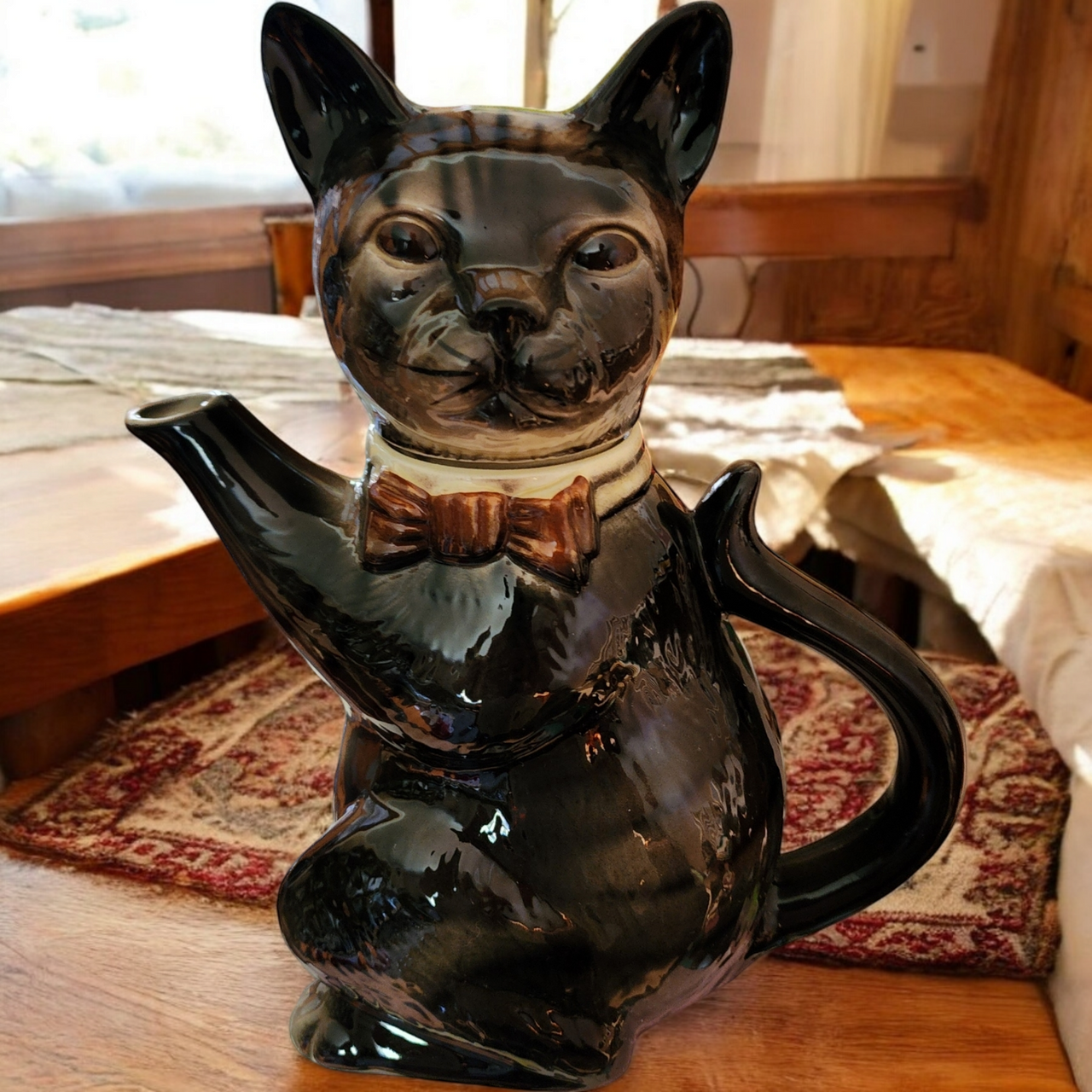 Tony Wood Studio Pussyfoot Siamese Cat Ceramic Figural Teapot