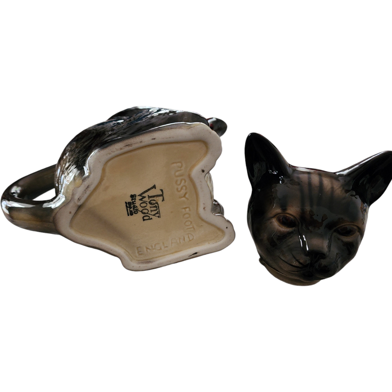 Tony Wood Studio Pussyfoot Siamese Cat Ceramic Figural Teapot
