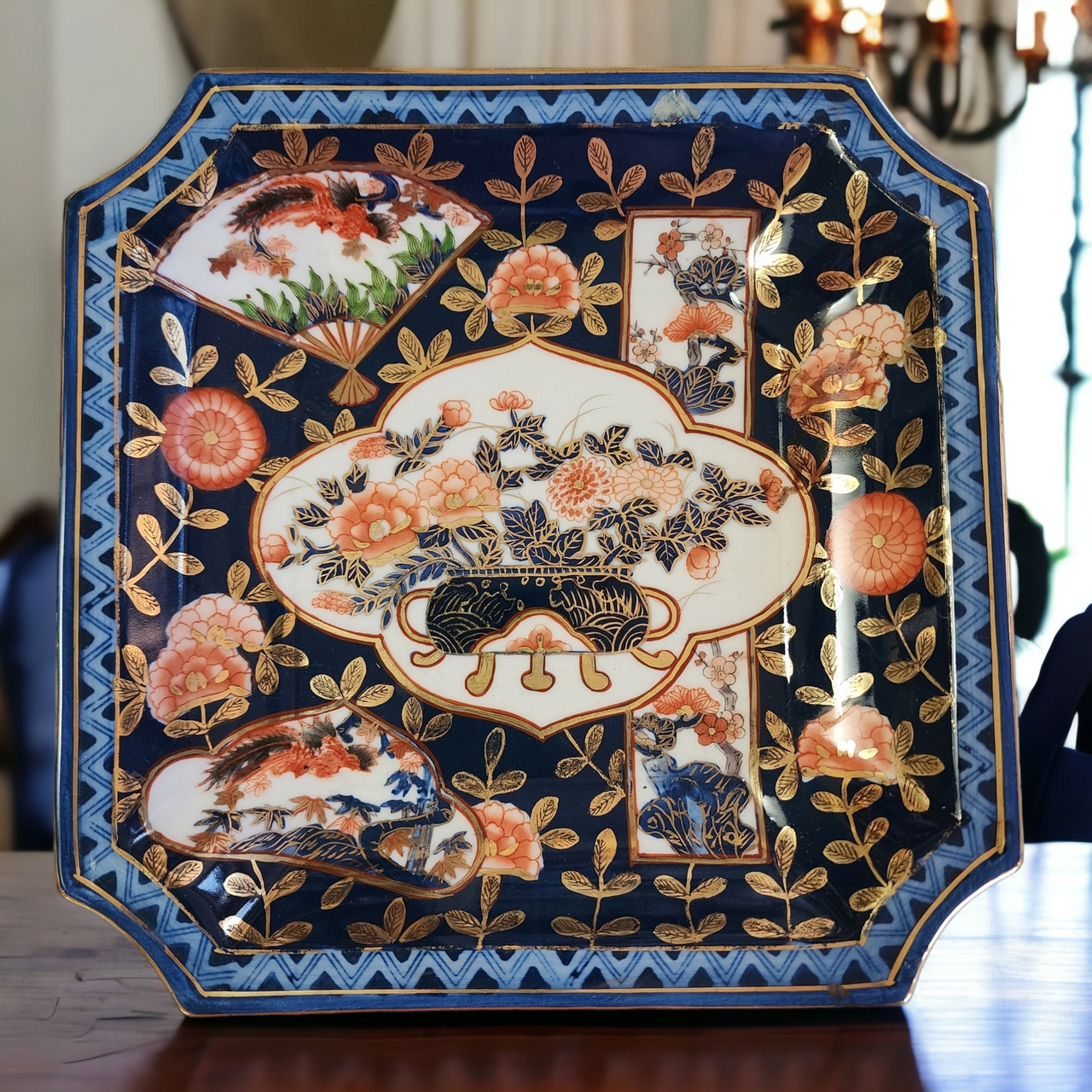 Toyo Ornate Decorative Octagonal Plate Shallow Bowl Floral Pattern