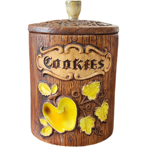 Treasure Craft Pottery Apple Wood Barrel Cookie Jar
