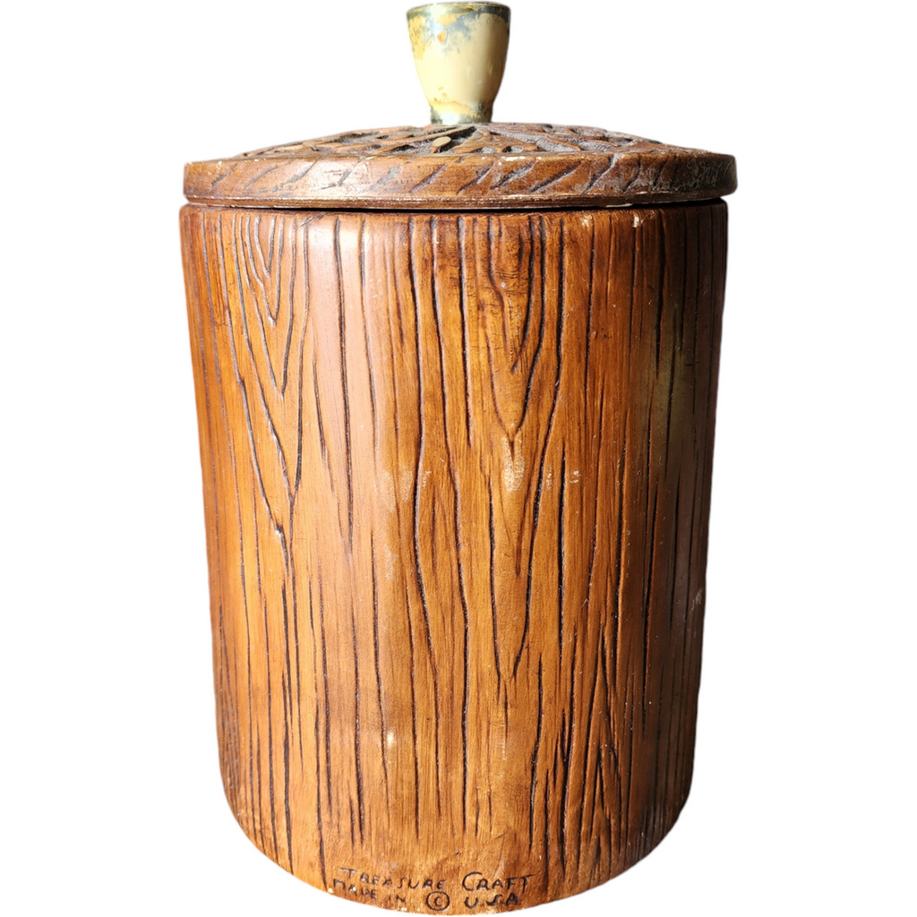 Treasure Craft Pottery Apple Wood Barrel Cookie Jar