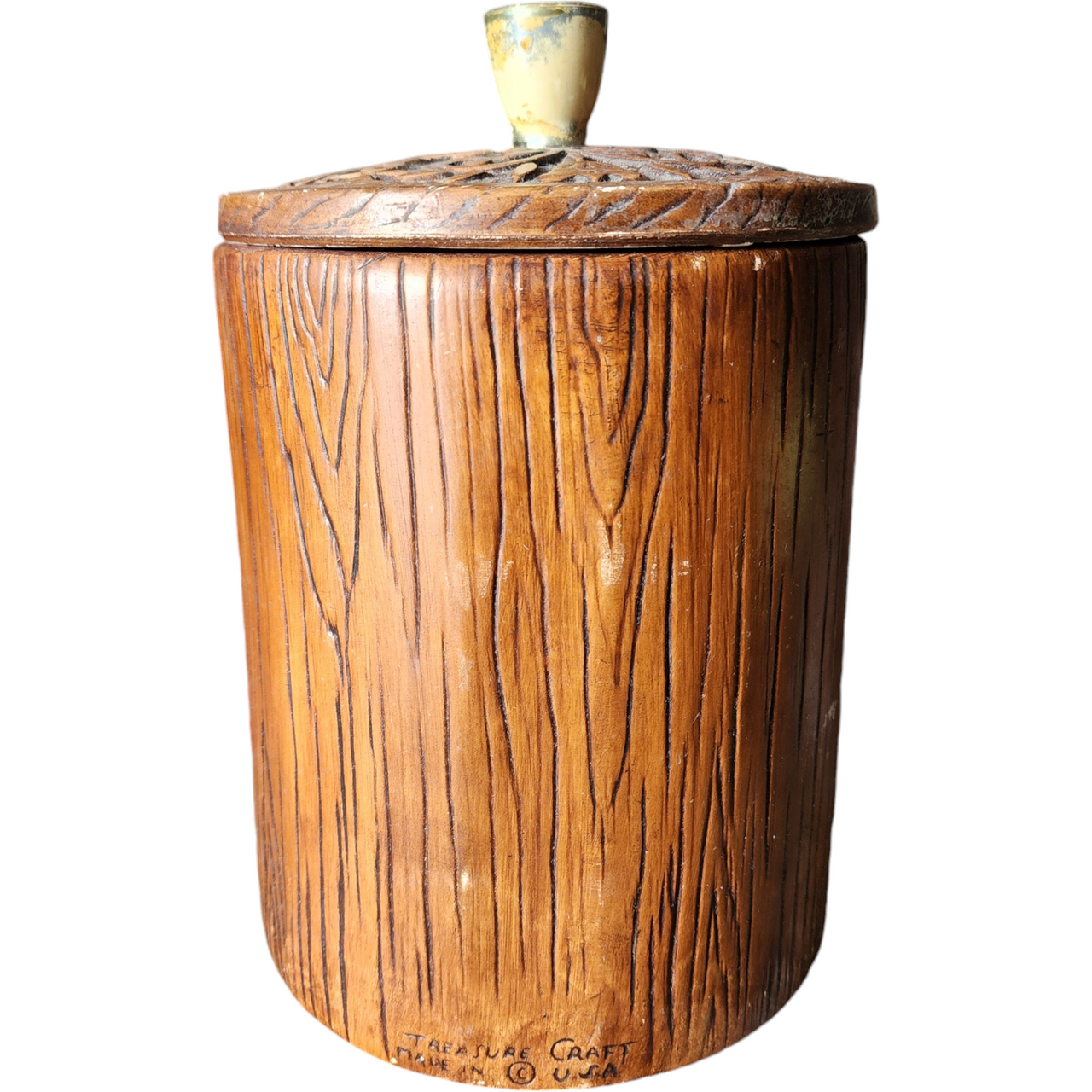 Treasure Craft Pottery Apple Wood Barrel Cookie Jar