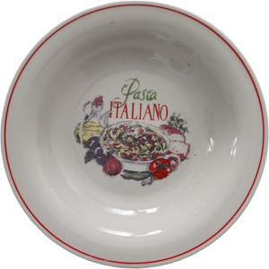 Trisa Stoneware Oil Garlic Tomato Red Band Italian Individual Pasta Bowl Set of 3