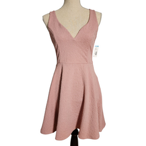 Trixxi Mauve Pink Textured Fit & Flare Sleeveless Dress – Crisscross Open Back, Size M