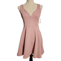 Trixxi Mauve Pink Textured Fit & Flare Sleeveless Dress – Crisscross Open Back, Size M