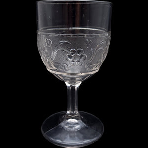 US Glass Vintage Clear Pressed Glass Stemmed Water Wine Goblet