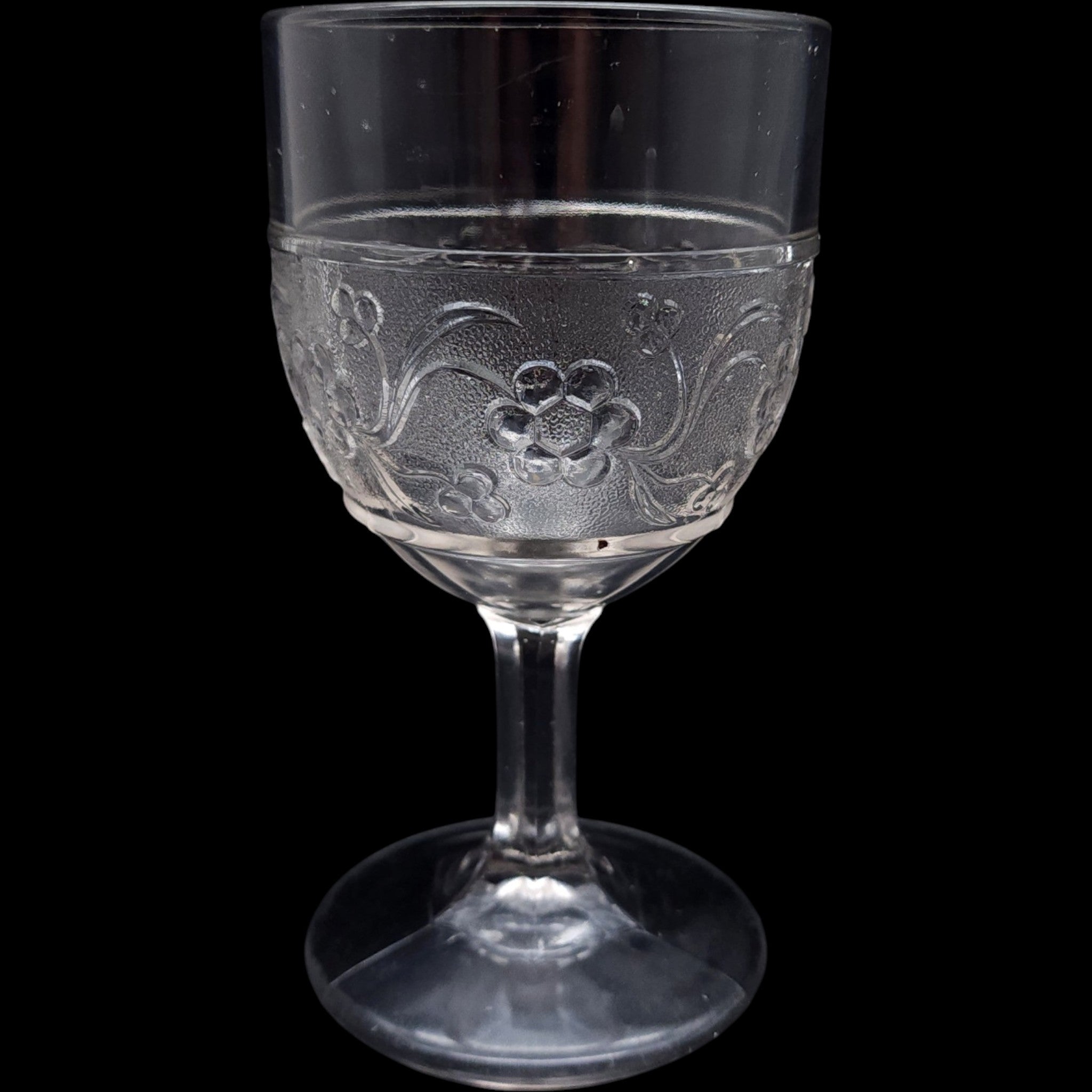 US Glass Vintage Clear Pressed Glass Stemmed Water Wine Goblet