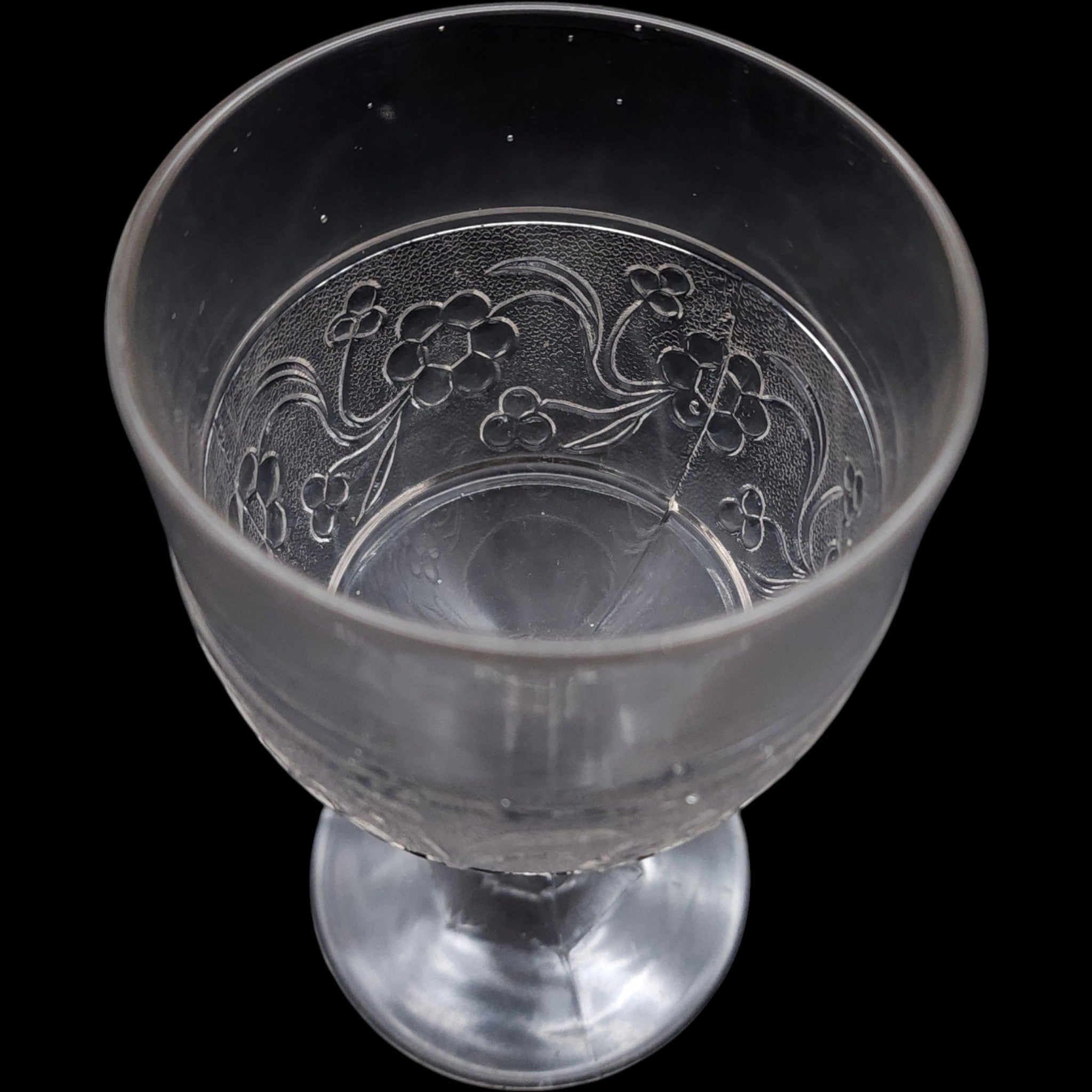 US Glass Vintage Clear Pressed Glass Stemmed Water Wine Goblet