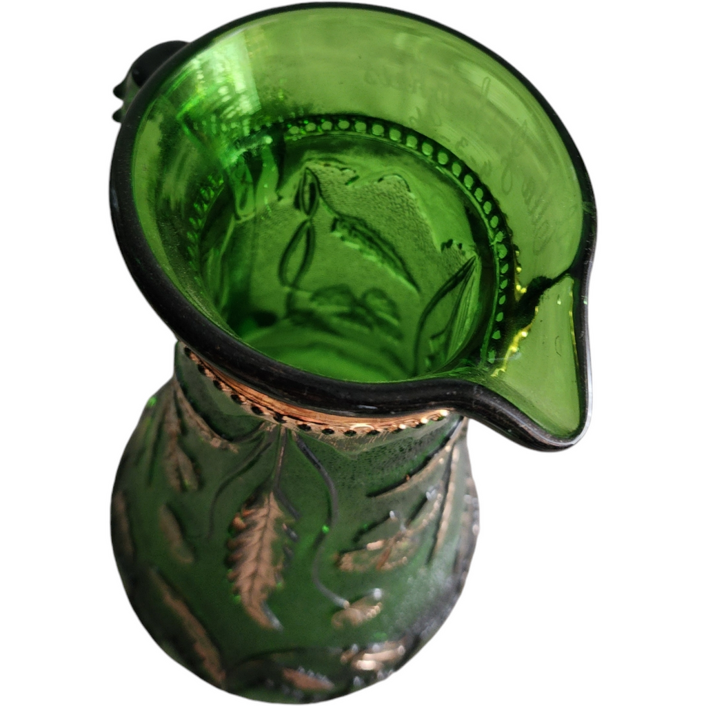 US Glass Delaware Emerald Gold Accent Pitcher