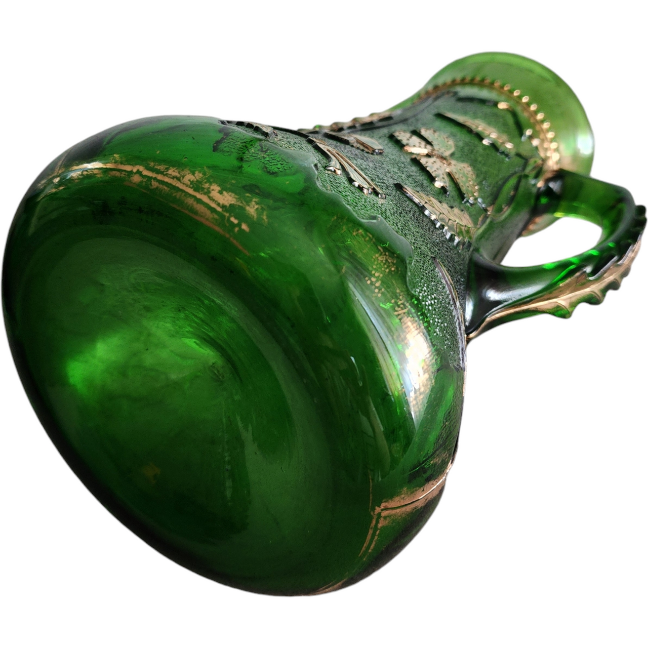 US Glass Delaware Emerald Gold Accent Pitcher