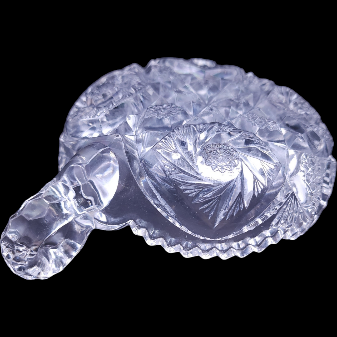US Glass Nucut Artcut Handled Nappy Dish
