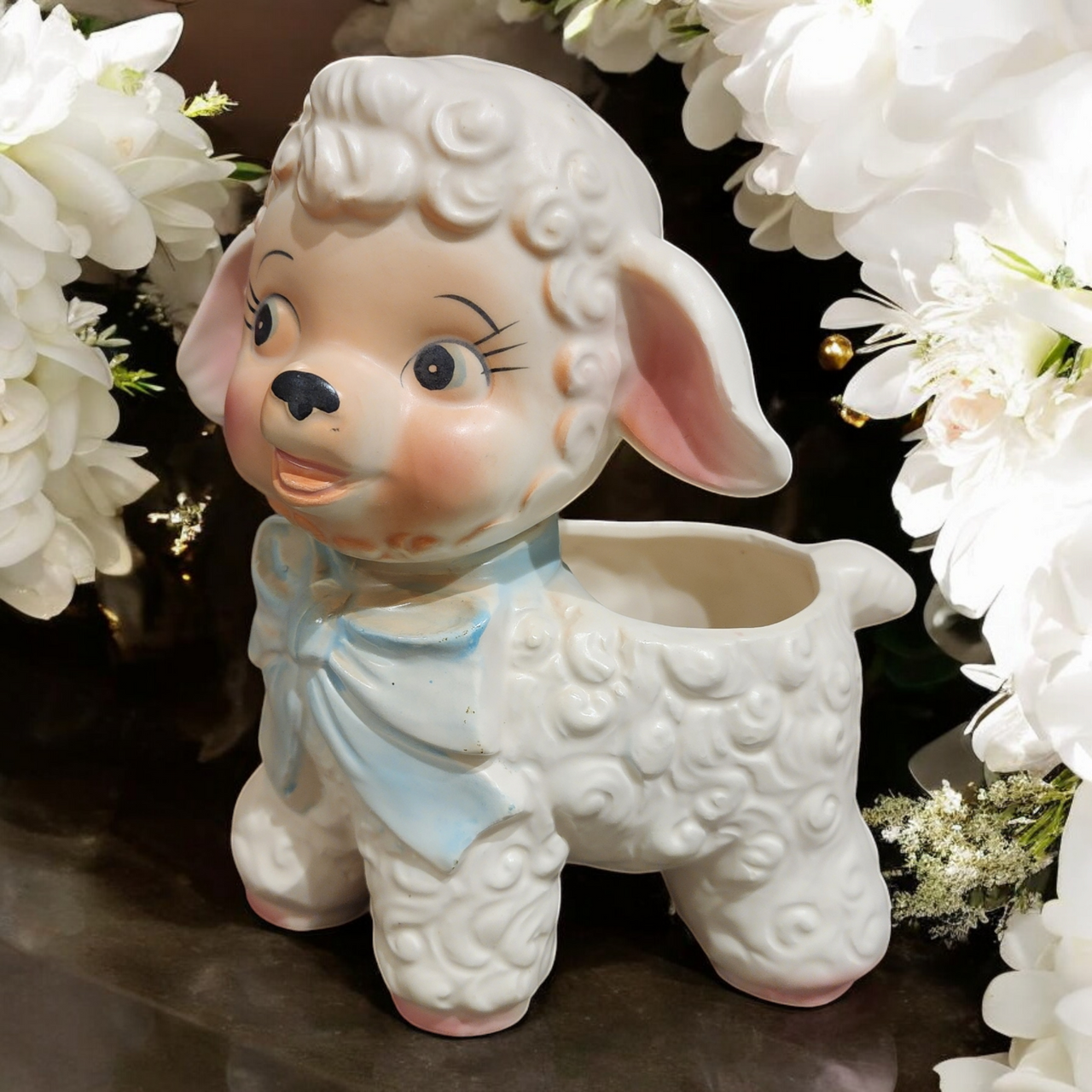 Ucagco Pottery Lamb Hand Painted Planter Japan