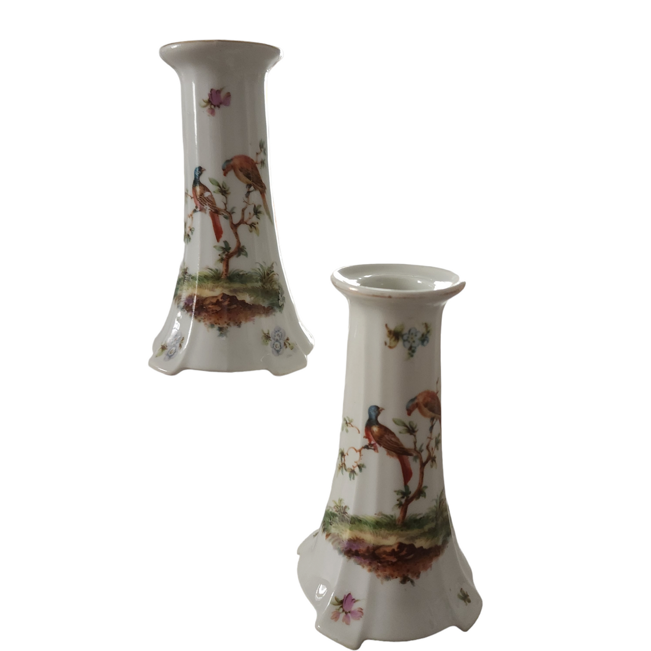 Union K Art Deco Porcelain Candleholder Set of Two Czechoslovakia
