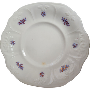 Unknown Manufacturer Embossleaf Raised Bluegrape Copperaccent  Handled Cake Plate