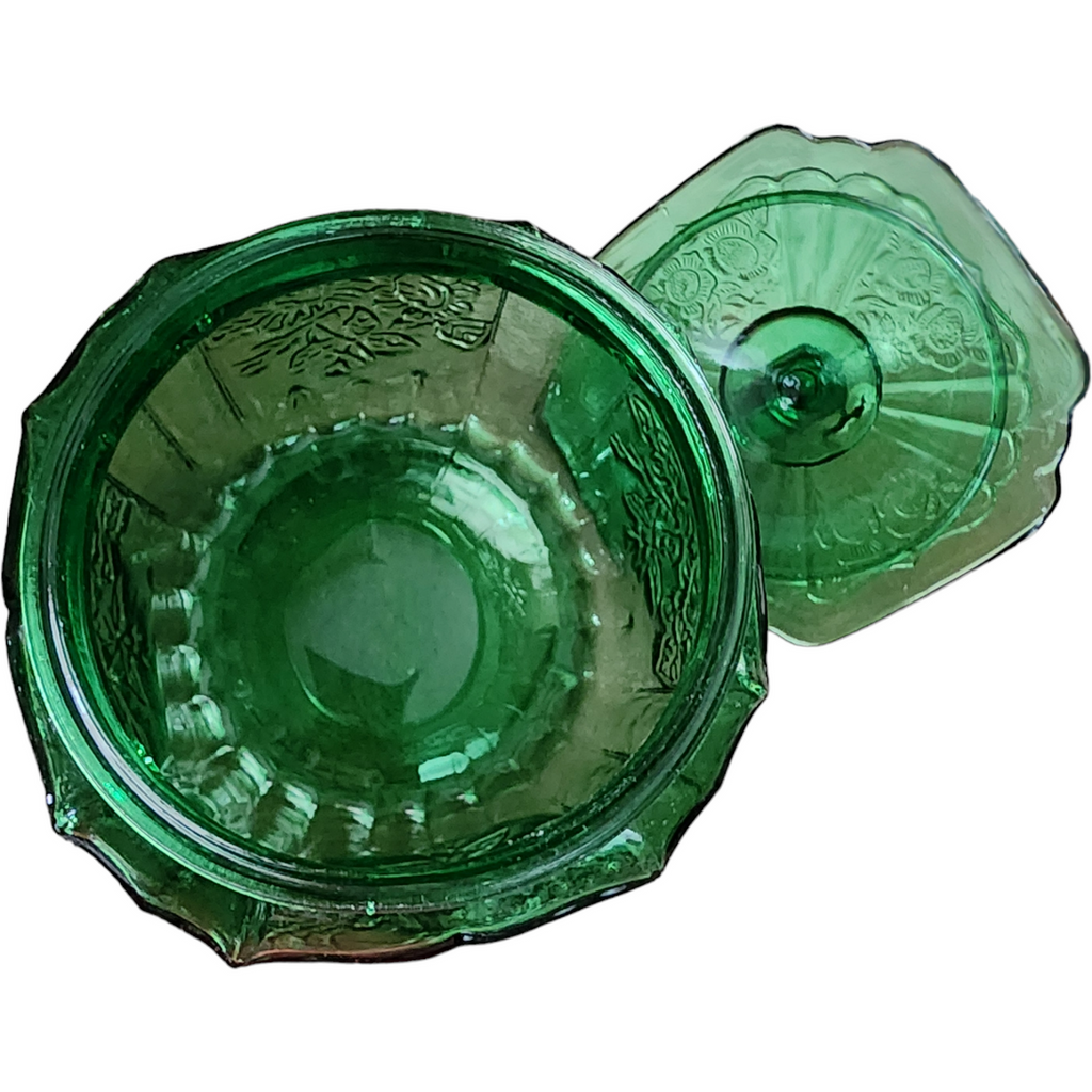 Unknown Manufacturer Mayfair Reproduction Green Floral Spray Cookie Jar & Lids